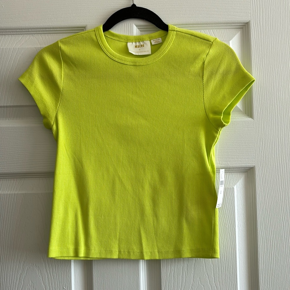 Anthropologie Maeve brand neon green tshirt. Never worn. Tag still on